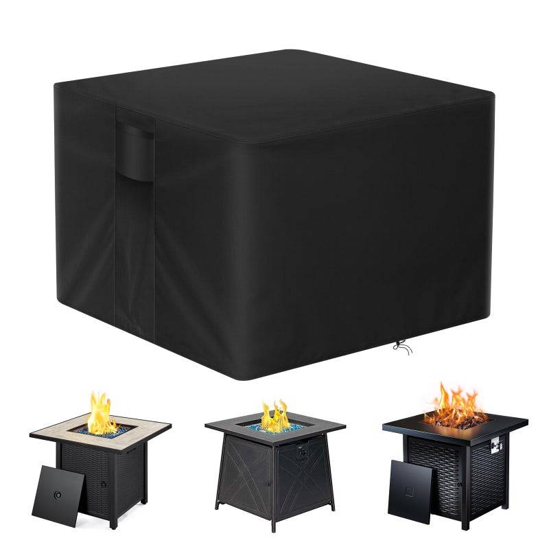 POMER Fire Pit Cover, 28 inch Square Gas Firepit Covers for Propane Fire Pit Table Waterproof Outdoor Fireplace Cover - 28x28x25 inch - Image 1